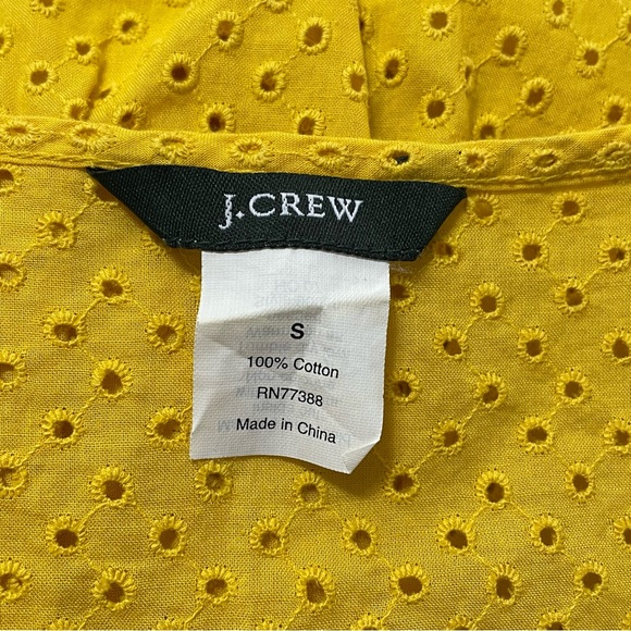 J. Crew Mustard Yellow Eyelet V-Neck Tunic Blouse Cover Up Women's Size S - Picture 6 of 6